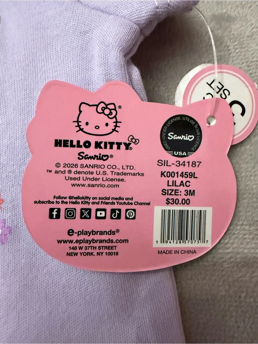 NWT Hello Kitty Sanrio Baby Bodysuits 3 Pack Lilac Purple Floral Set 3M